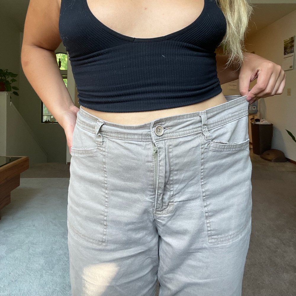 Tan Khakis. Perfect for hiking